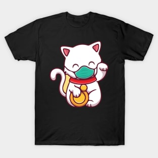 cat face mask funny so cute T-Shirt